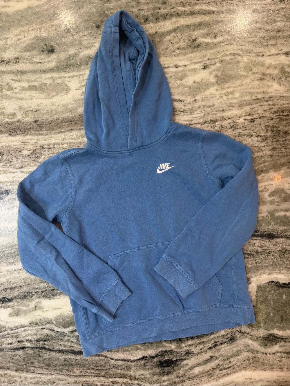 Nike Youth Blue Hooded Pullover with White Swoosh